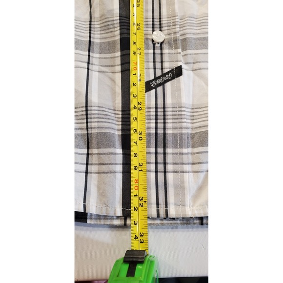 Ecko Unltd Mens 2X Large Plaid Short Sleeve Button Up Shirt Black White Gray - Picture 4 of 7